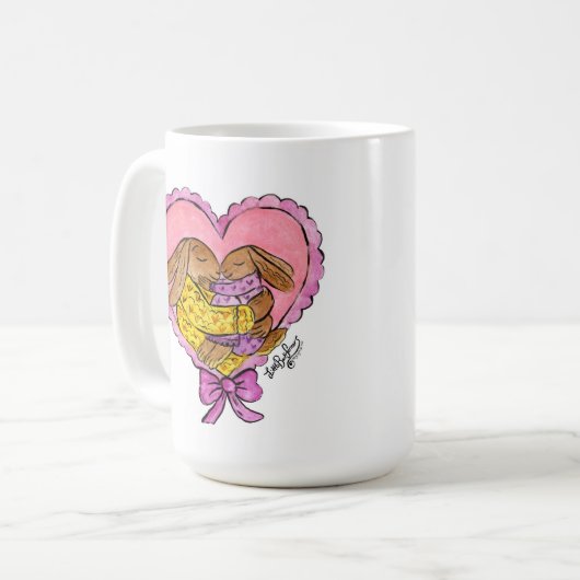 Gemütliches Baby-Duschbad Mutter und Tochter-Tasse Kaffeetasse (Vorderseite Links)