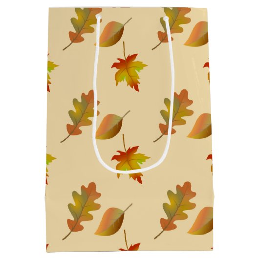 Gemütliches Blätter aus Herbstapel Blätter aus Eic Mittlere Geschenktüte (Rückseite)