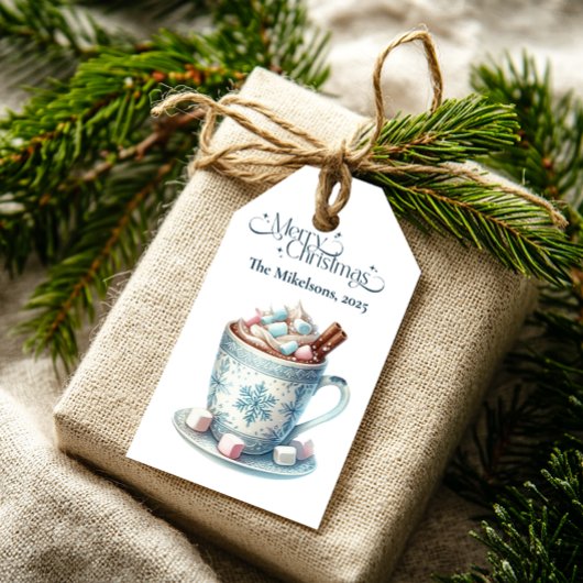 Gemütliches Blau Rustikale Weihnachten Geschenkanhänger