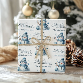 Gemütliches Blau Rustikale Weihnachten Geschenkpapier