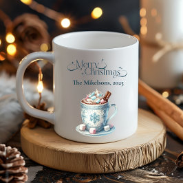 Gemütliches Blau Rustikale Weihnachten Kaffeetasse