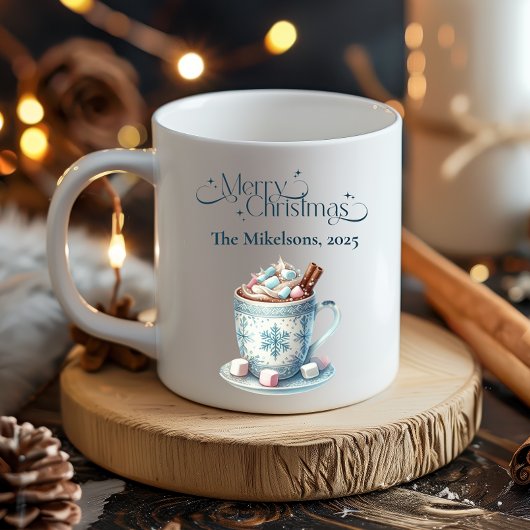 Gemütliches Blau Rustikale Weihnachten Kaffeetasse