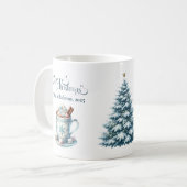 Gemütliches Blau Rustikale Weihnachten Kaffeetasse (Vorderseite Links)