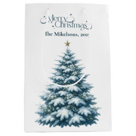 Gemütliches Blau Rustikale Weihnachten Mittlere Geschenktüte