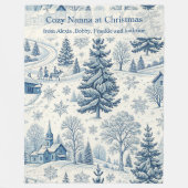 Gemütliches blaues Weihnachtswinterdesign Fleecedecke (Vorderseite)