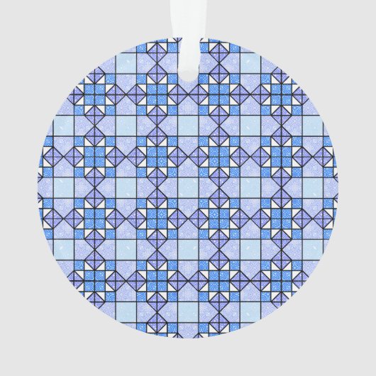 Gemütliches Blue Weathervane Quilt Block Geometric Ornament (Rückseite)