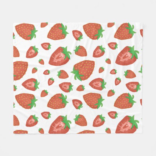 Gemütliches Blumenmuster mit Niedlichem Erdbeermus Fleecedecke (Vorderseite (Horizontal))