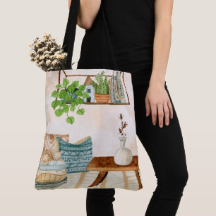 Gemütliches Bohemian-Wohnzimmer-Wasserfarbenkunst Tasche