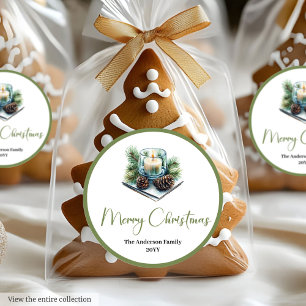 Gemütliches Boho-Neutralfarben-Weihnachtsgeschenk- Runder Aufkleber