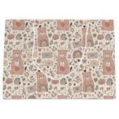 Gemütliches Boho-Teddybär-Muster Große Geschenktüte (Vorderseite)