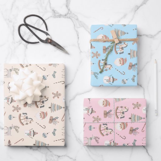 Gemütliches Boho-Weihnachten Geschenkpapier Set (Vorderseite)