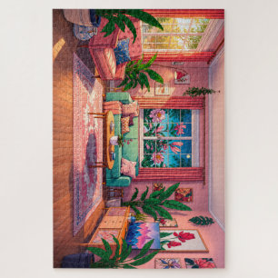 Gemütliches botanisches Wohnzimmer-Puzzle Puzzle