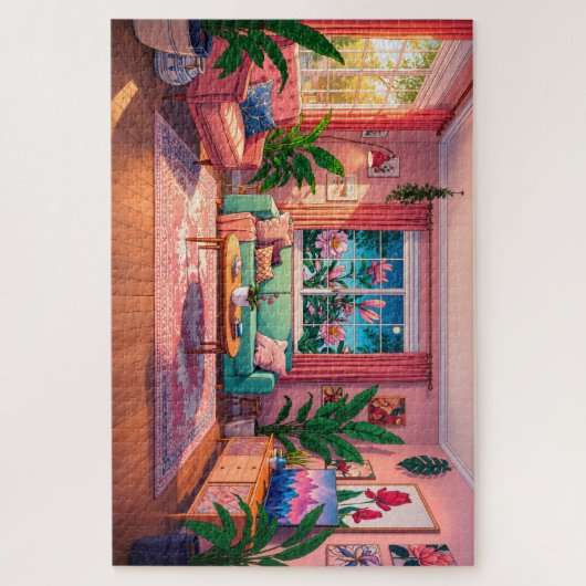 Gemütliches botanisches Wohnzimmer-Puzzle Puzzle (Vertikal)