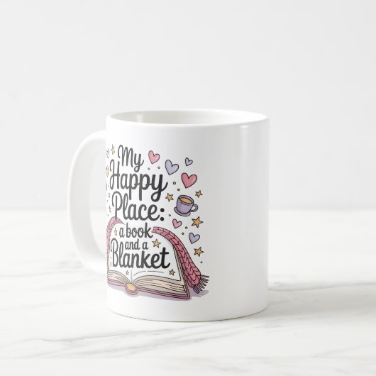 Gemütliches Buch und Blanket Pastel Whimsical Kaffeetasse (Vorderseite Links)