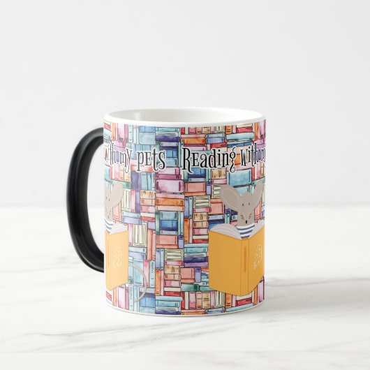 Gemütliches Buchlesen mit Haustieren - Herzerwärmu Verwandlungstasse (Vorderseite Links)