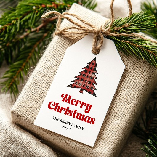 Gemütliches Buffalo-Baum-Weihnachtsgeschenk-Tag Geschenkanhänger