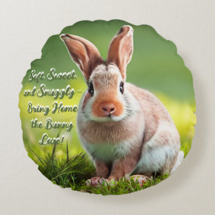 Gemütliches Bunny Bliss - Weiß & Braun Kaninchenpo Rundes Kissen