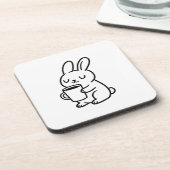 Gemütliches Bunny Coffee Doodle Getränkeuntersetzer (Linke Seite)
