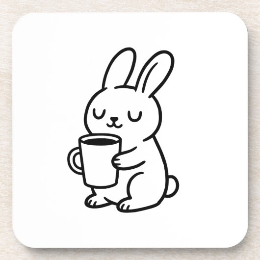 Gemütliches Bunny Coffee Doodle Getränkeuntersetzer (Vorderseite)