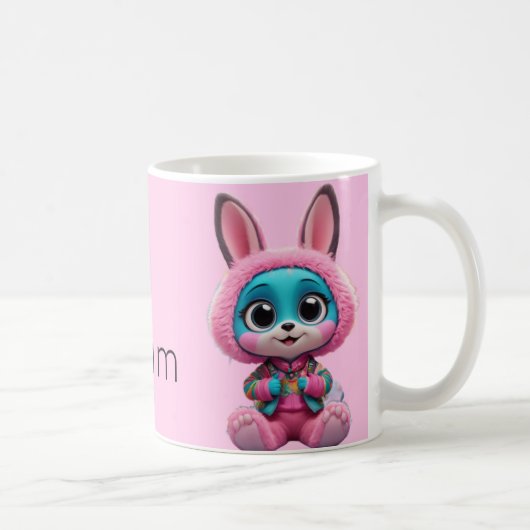 Gemütliches Bunny Tasse - Niedliches blaues Kaninc (Rechts)