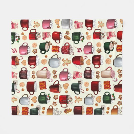 Gemütliches Cabin Hot Cocoa und Winter Leckereien Fleecedecke (Vorderseite (Horizontal))