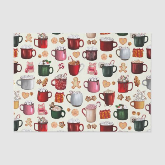 Gemütliches Cabin Hot Cocoa und Winter Leckereien Seidenpapier (Vorderseite)