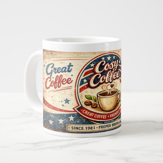 Gemütliches Café Jumbo-Tasse (Vorderseite Links)