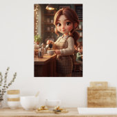 Gemütliches Café-Mädchen – Warme Kaffee-Poster-Kun Poster (Küche)