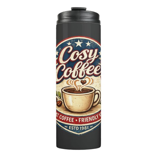 Gemütliches Café Thermosbecher (Vorderseite)