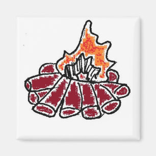 Gemütliches Campfeuer Außenbereich Camping Cartoon Magnet