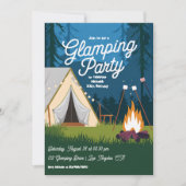 Gemütliches Campfeuer und Zelt-Glamping-Party Einladung (Vorderseite)