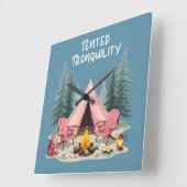 Gemütliches Camping Ästhetisches Glamping Zelt & C Quadratische Wanduhr (Winkel)