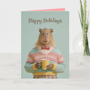 Gemütliches Capybara mit einem warmen Getränk Karte