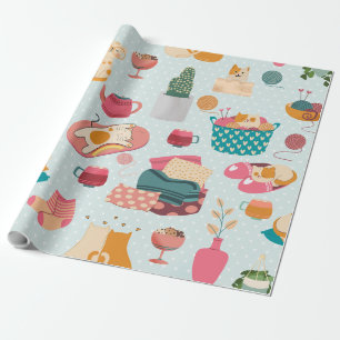 Gemütliches Cats Winterglück Geschenkpapier
