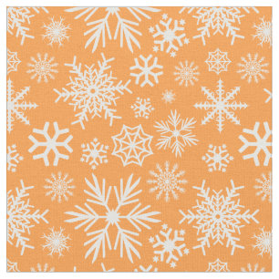 Gemütliches Chic Orange Winter-Schneeflocken-Muste Stoff
