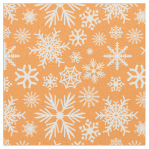 Gemütliches Chic Orange Winterschneeflocken Muster Stoff