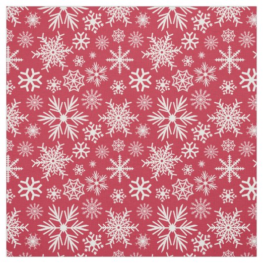 Gemütliches Chic Red Winter Snowflakes Muster Stoff (Muster)