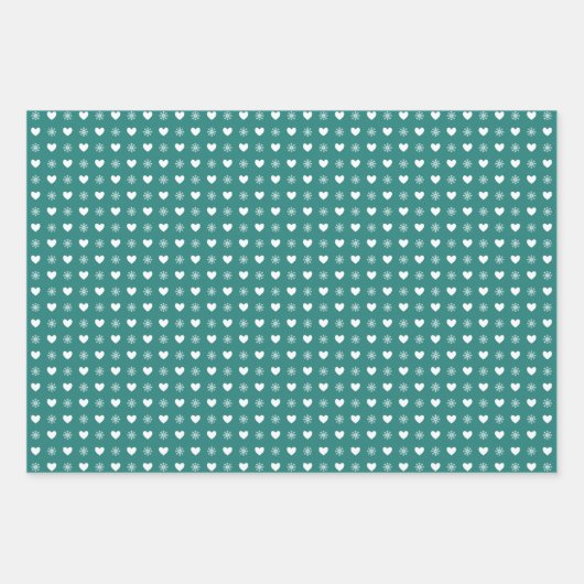 Gemütliches Coral Aquamarin Mixed Weihnachtsmuster Geschenkpapier Set (Vorderseite 3)