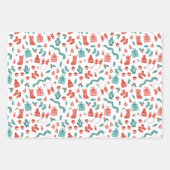 Gemütliches Coral Aquamarin Mixed Weihnachtsmuster Geschenkpapier Set (Vorderseite)