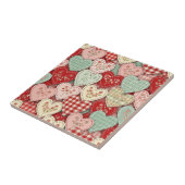 Gemütliches Cottage-Patchwork-Herz-Karodesign Fliese (Seite)