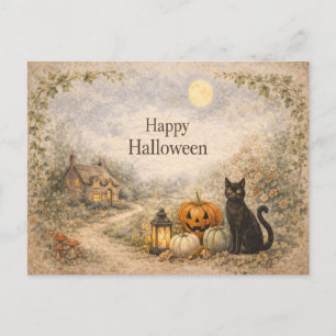 Gemütliches Cottage Vintage Halloween Feiertagspostkarte