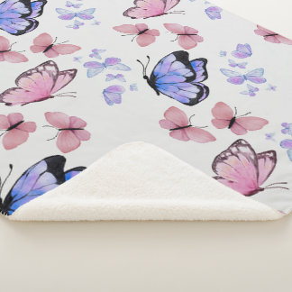 Gemütliches Cottagecore-Schmetterlings-Kindermotiv Sherpadecke