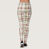 Gemütliches Creme Grün Rot Streifen Leggings (Rückseite)