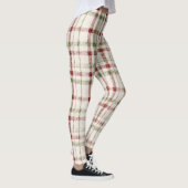 Gemütliches Creme Grün Rot Streifen Leggings (Rechts)