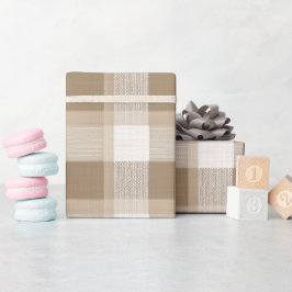 Gemütliches Cremefarbenes Landhaus-Leinen Karomust Geschenkpapier