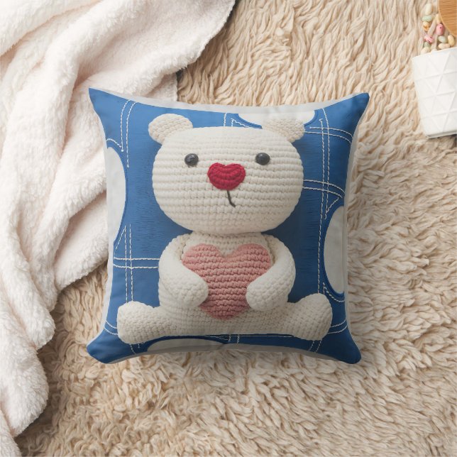 Gemütliches Crocheted Bear Decorative Kissen (Decke)