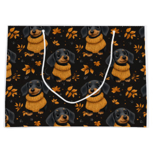 Gemütliches Dachshund Herbstmuster - Hunde Liebhab Große Geschenktüte