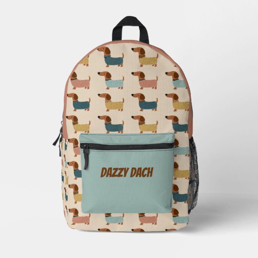 Gemütliches Dackel-Pullover-Muster Bedruckter Rucksack (Vorderseite)