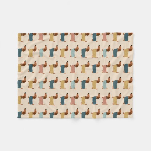 Gemütliches Dackel-Pullover-Muster Fleecedecke (Vorderseite (Horizontal))