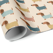 Gemütliches Dackelpullover-Muster Geschenkpapier (Rolleneckpunkt)